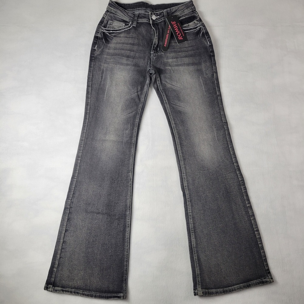Romwe NWT Black Fade Bootcut Stretch Jeans Size 6